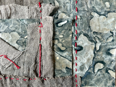 Bounded by a Red Thread I (detail), 2025, Mixed Media, 28 × 38 cm
